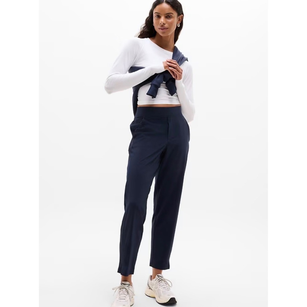 Athleta Brooklyn Pull On Mid-Rise Ankle Pant Women 4 Navy Blue Activewear 198671